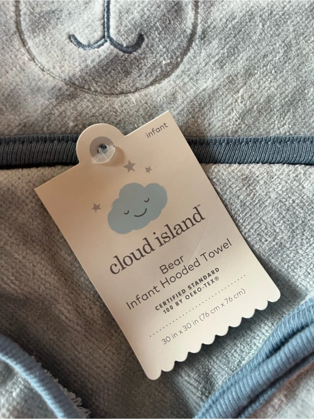 Cloud Island Hooded Bear Towel in Light Blue
